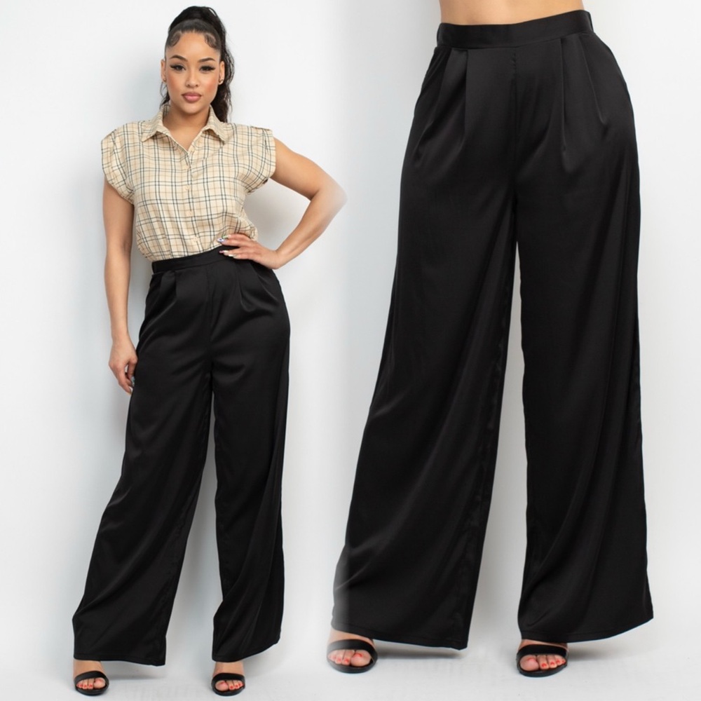 Elegant Black Wide-Leg Women's Pants